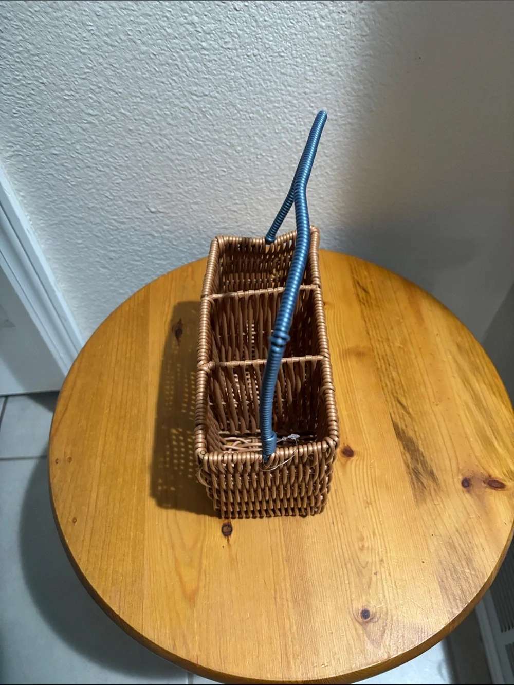 Woven Brown Rattan Utensil Caddy